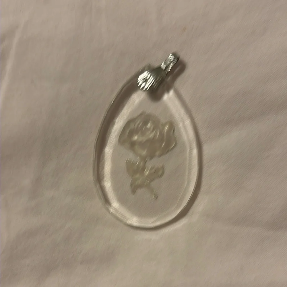 Clear glass Teardrop Rose Pendant